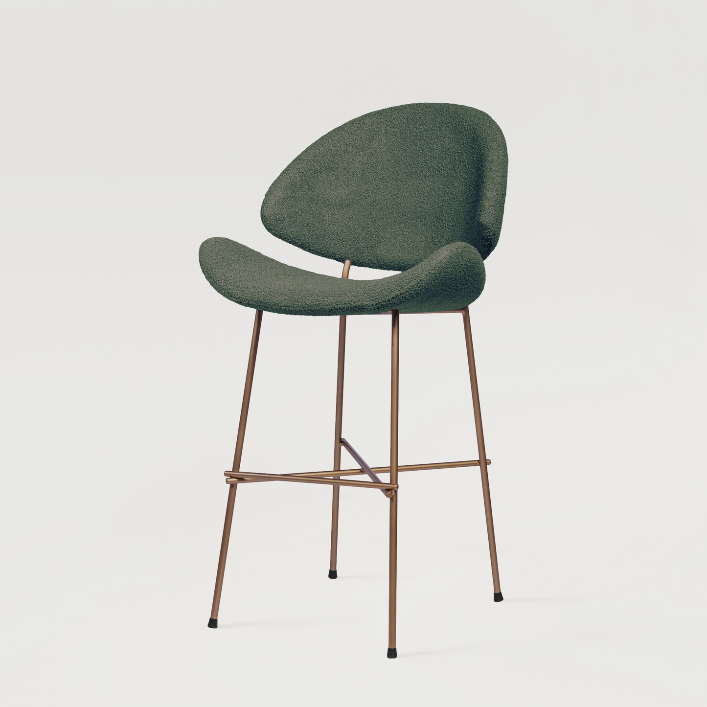 Bar stool Cheri Bar Boucle Copper Low - Dark Green