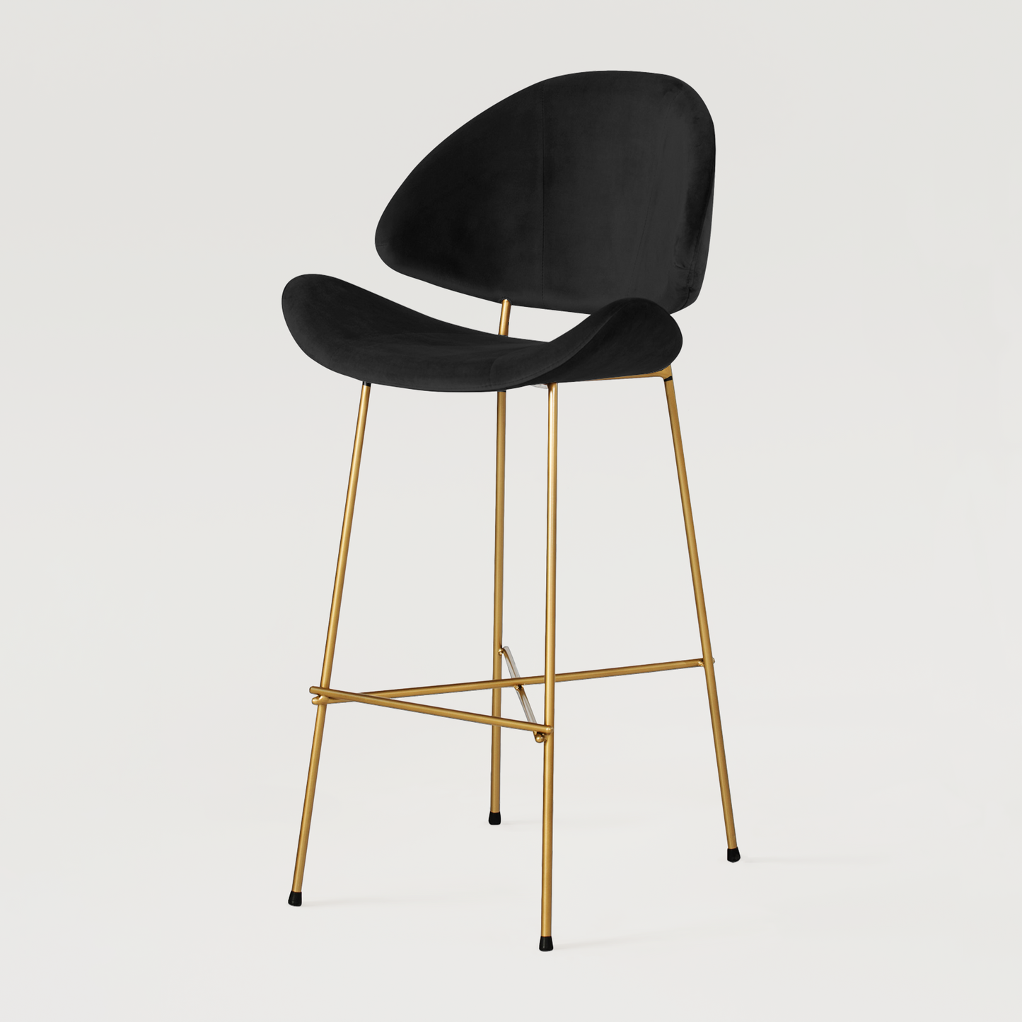 Bar stool Cheri Bar Velours Gold High - Black