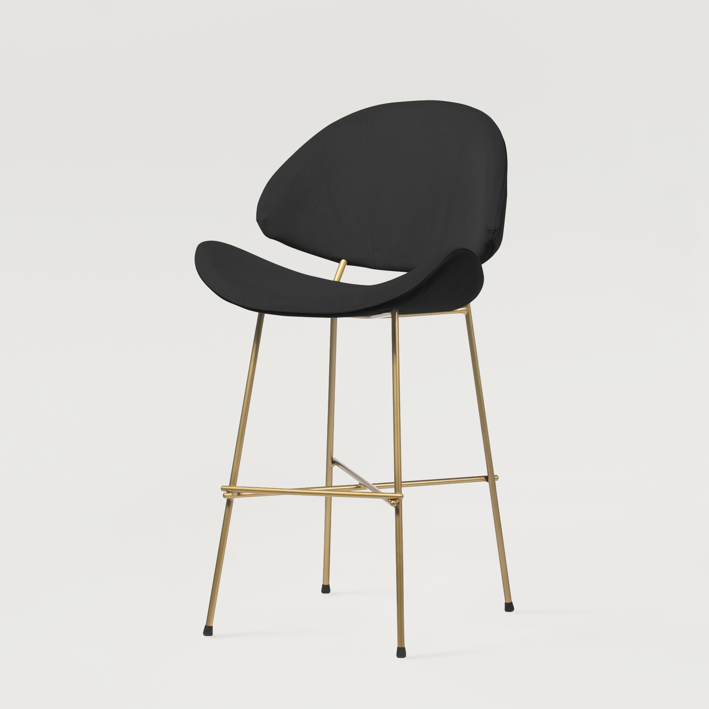 Bar stool Cheri Bar Velours Gold Low - Black