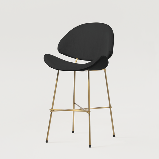 Bar stool Cheri Bar Velours Gold Low - Black