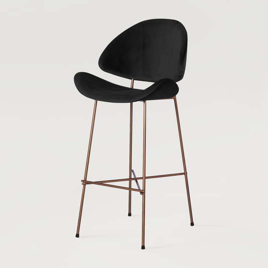 Bar stool Cheri Bar Velours Copper High - Black