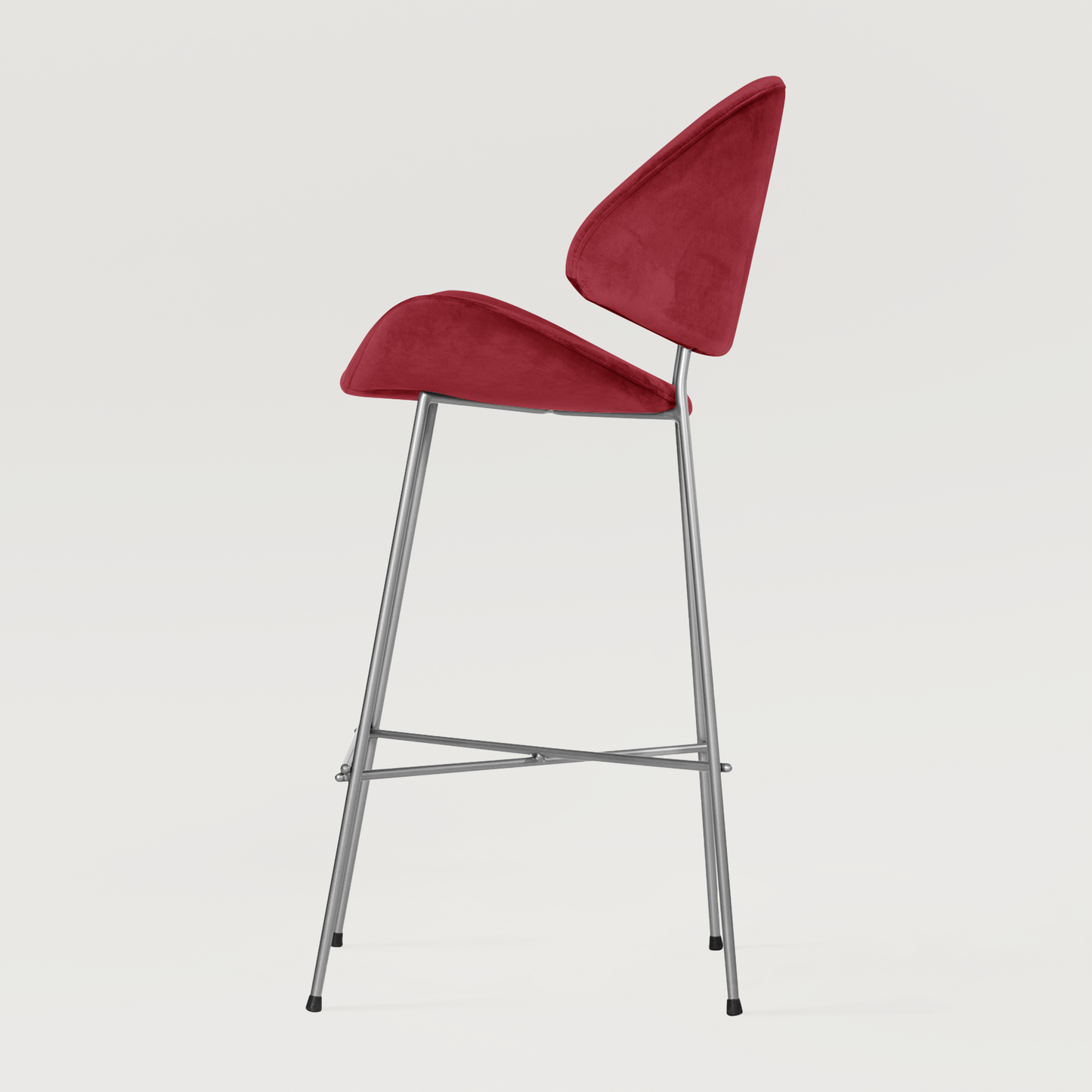 Bar stool Cheri Bar Velours Chrome High - Red