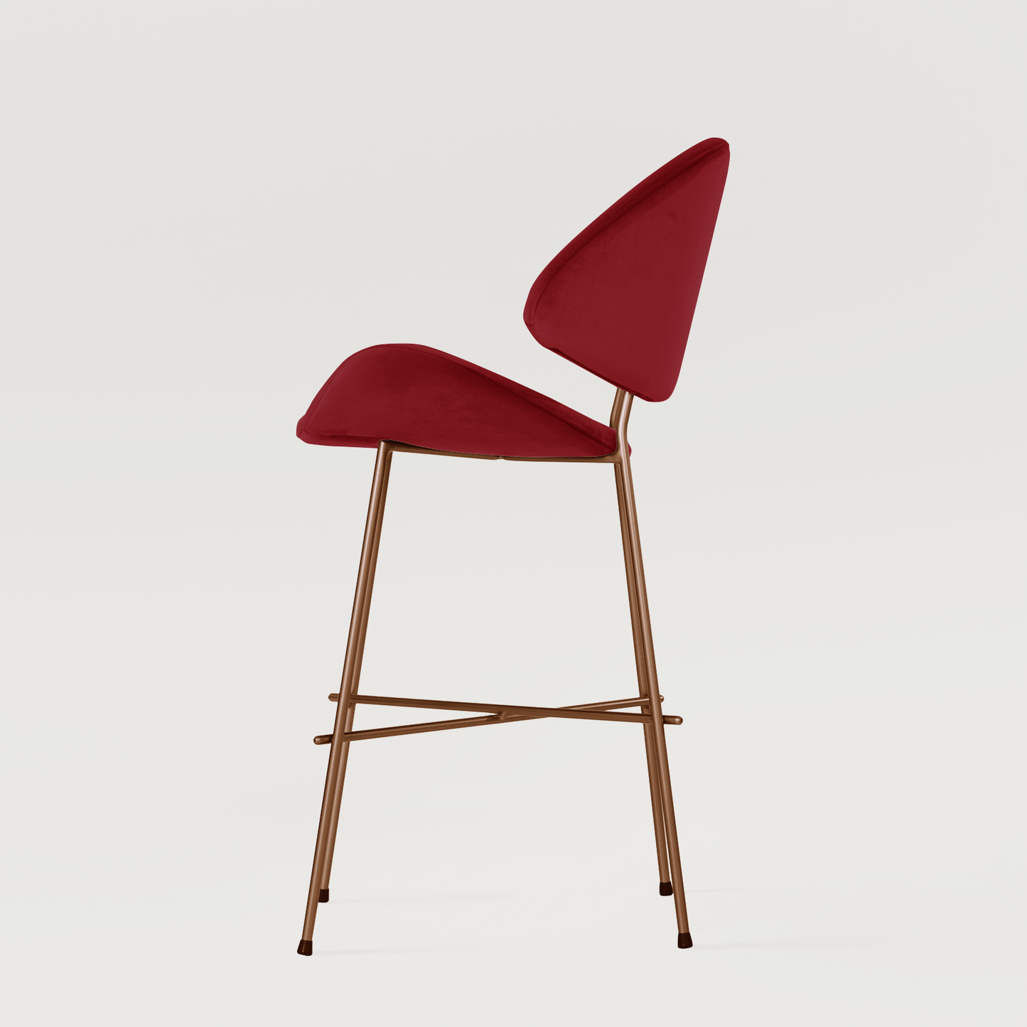 Bar stool Cheri Bar Velours Copper Low - Red