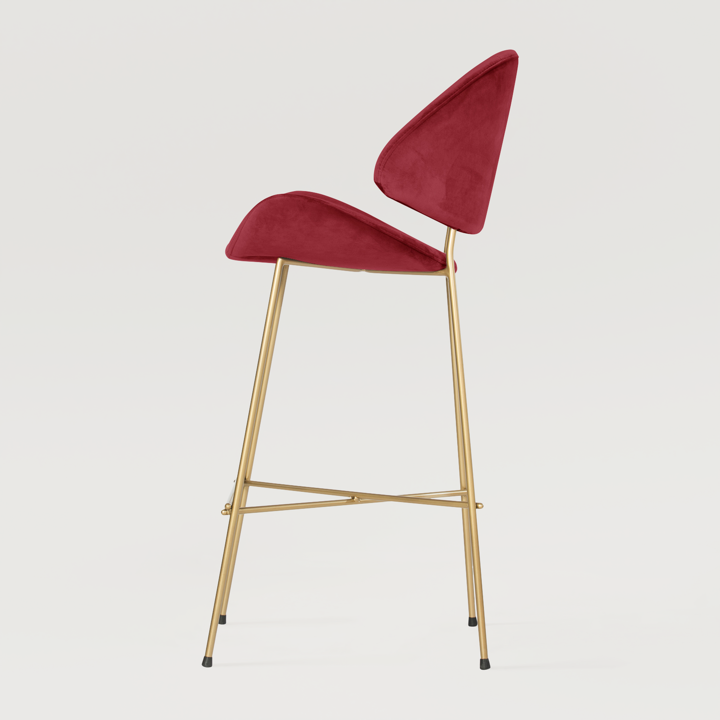 Bar stool Cheri Bar Velours Gold High - Red