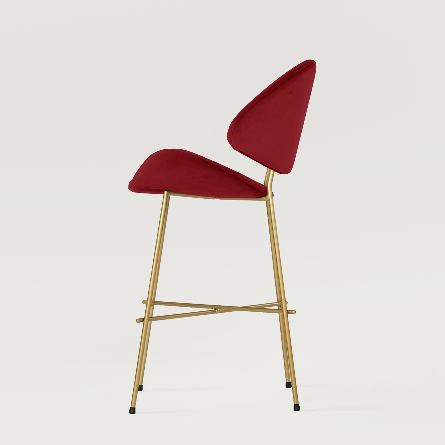 Bar stool Cheri Bar Velours Gold Low - Red