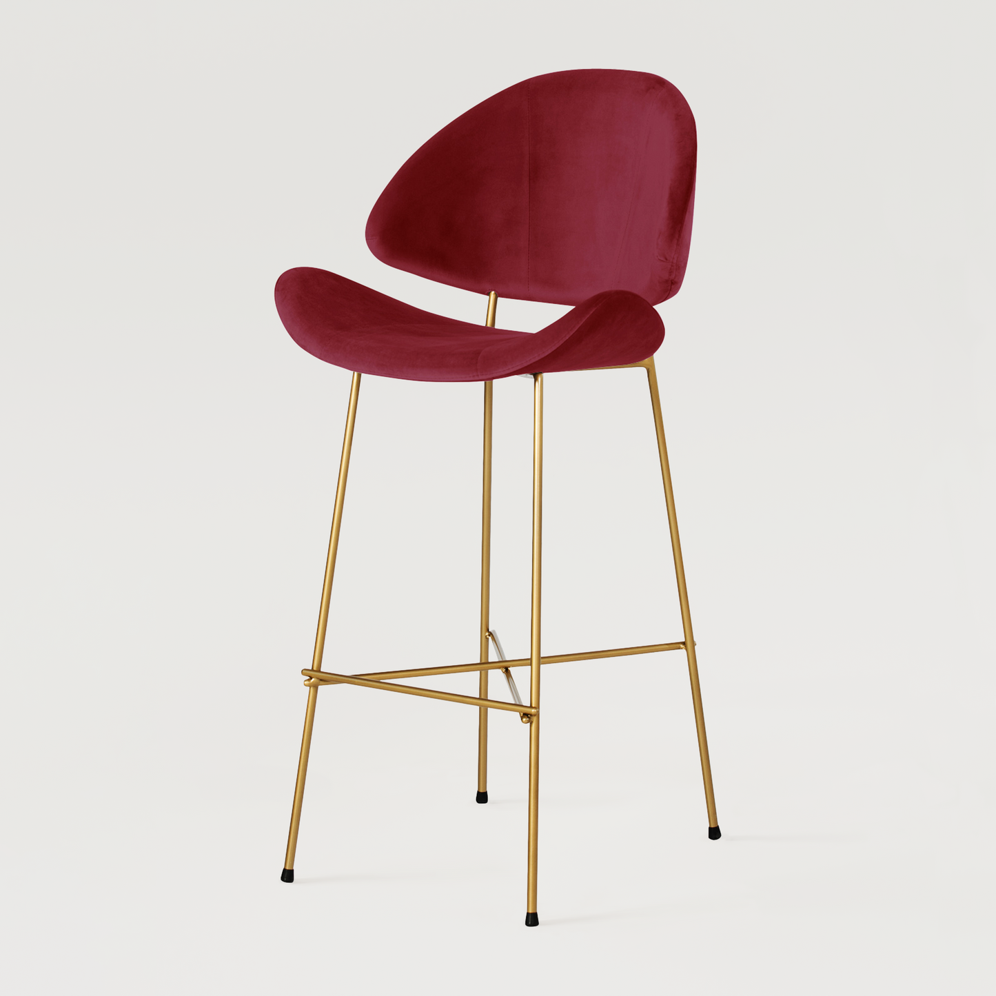 Bar stool Cheri Bar Velours Gold High - Red