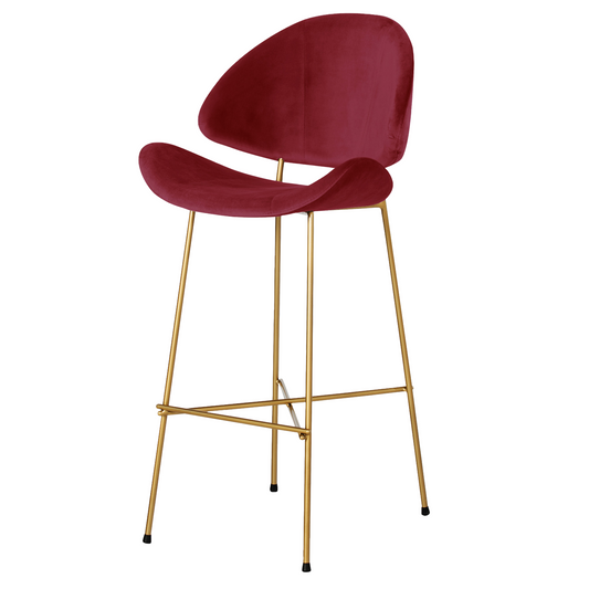 Bar stool Cheri Bar Velours Gold High - Red