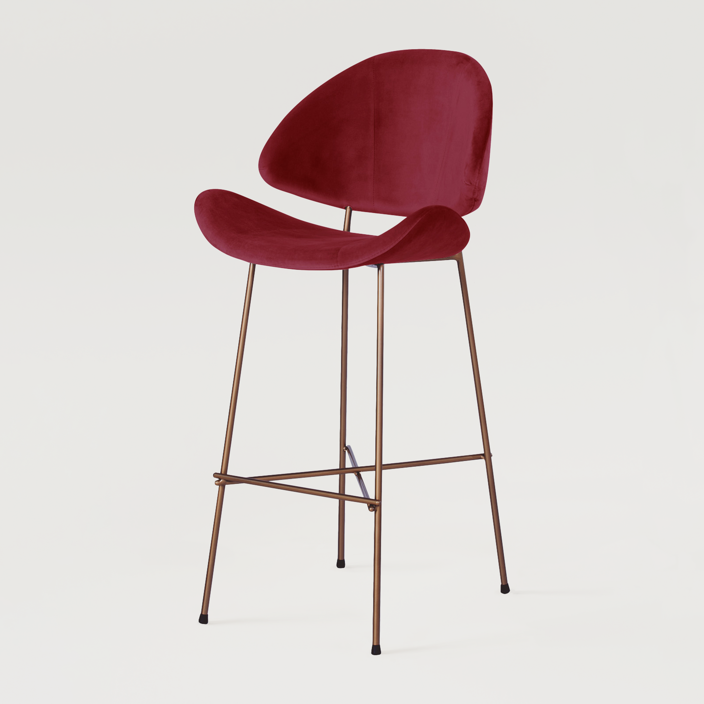 Bar stool Cheri Bar Velours Copper High - Red