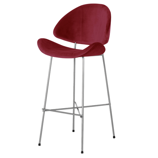 Bar stool Cheri Bar Velours Chrome High - Red