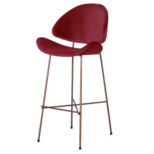 Bar stool Cheri Bar Velours Copper High - Red