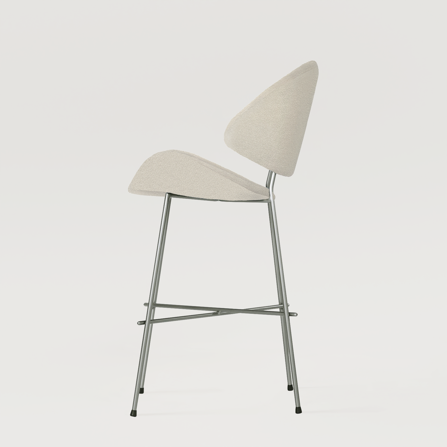 Bar stool Cheri Bar Boucle Chrome Low - Ecru