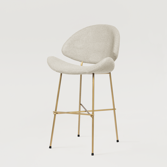 Bar stool Cheri Bar Boucle Gold Low - Ecru