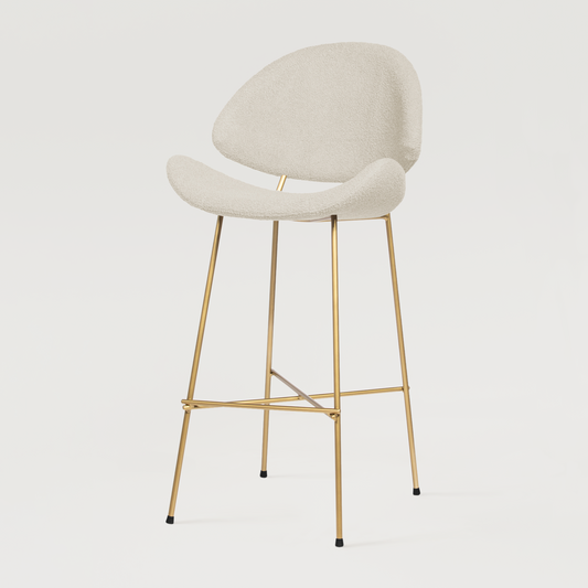 Bar stool Cheri Bar Boucle Gold High - Ecru