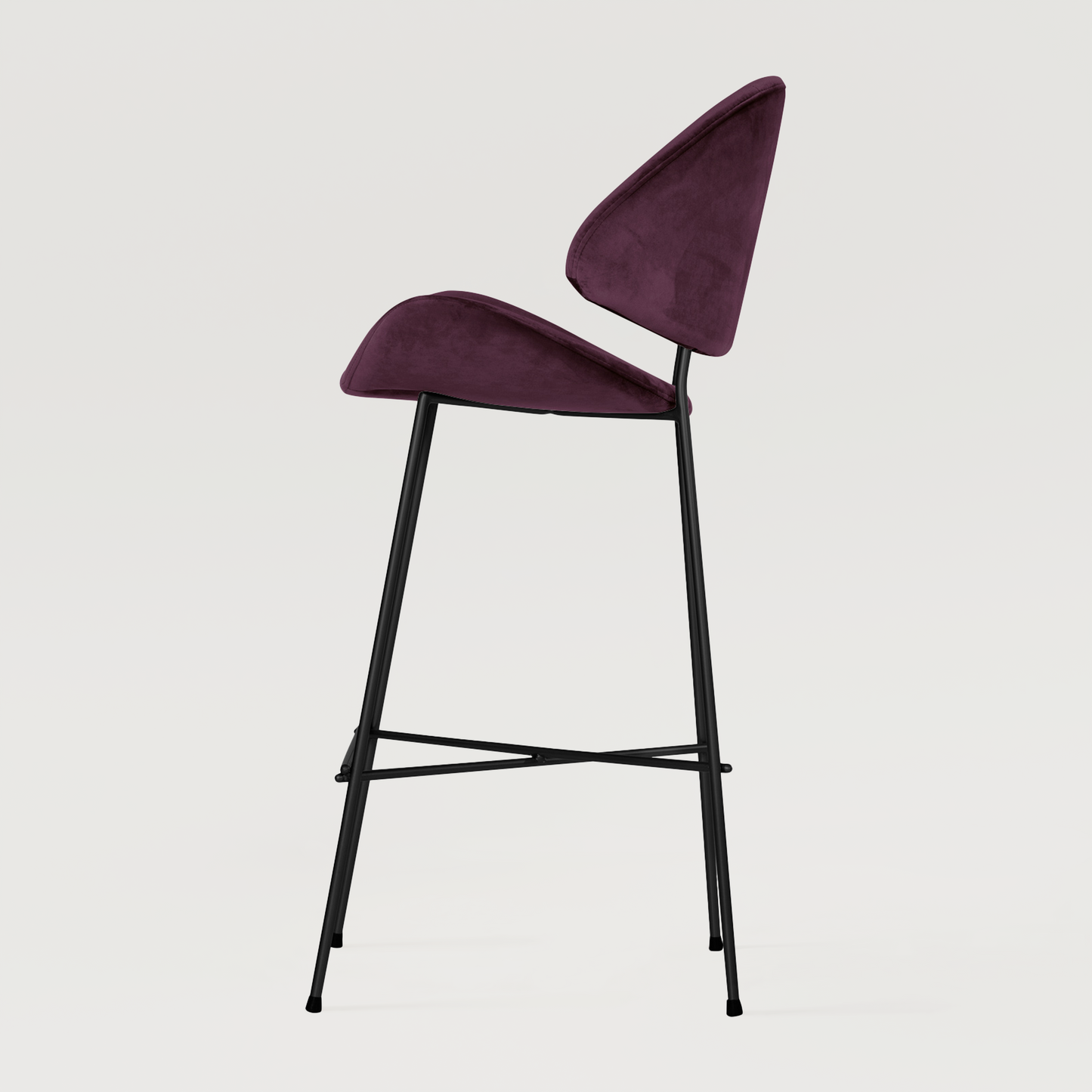 Bar stool Cheri Bar Velours Chrome High - Purple