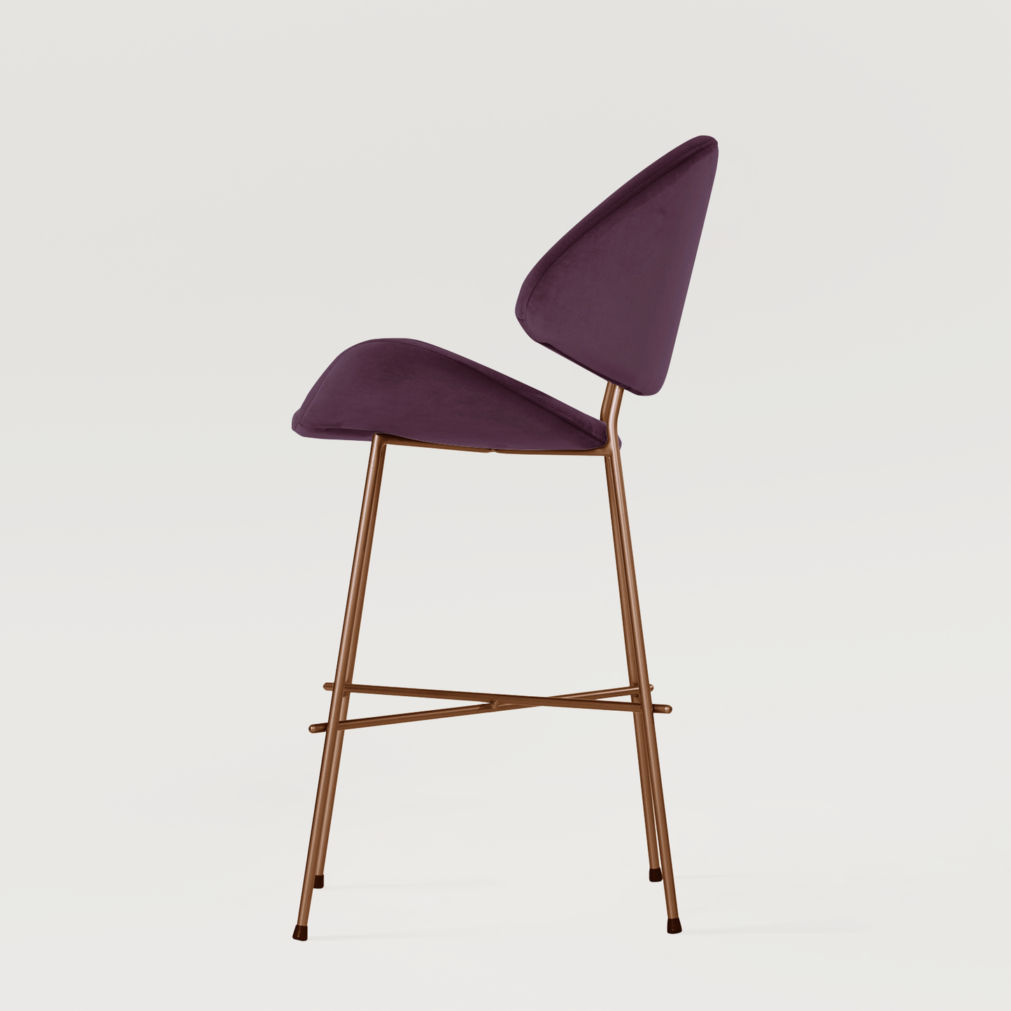 Bar stool Cheri Bar Velours Copper Low - Purple