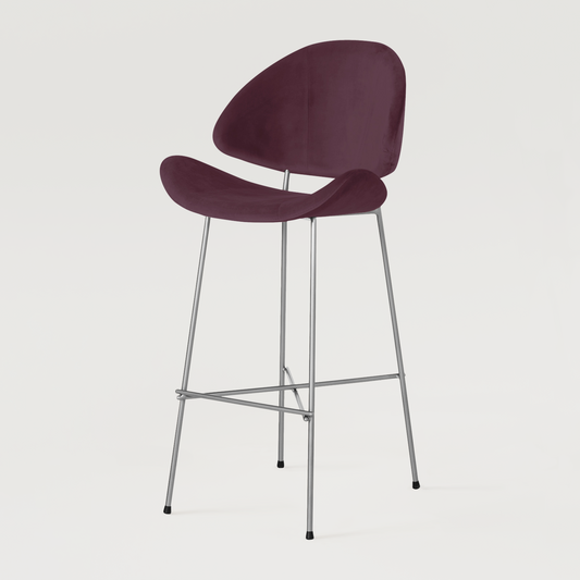 Bar stool Cheri Bar Velours Chrome High - Purple