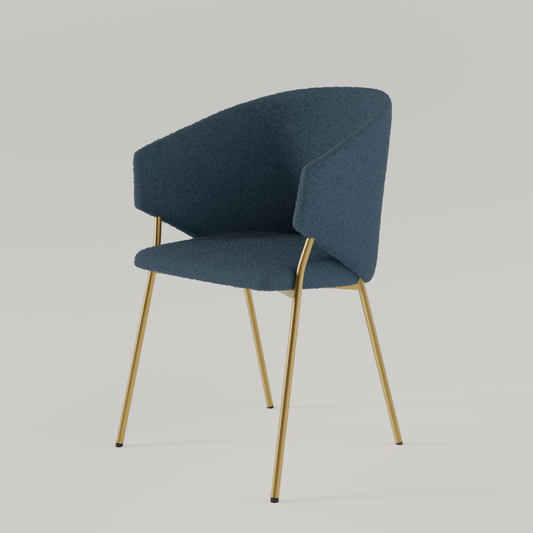 Chair Throne Boucle Gold - 77 - Dark Blue