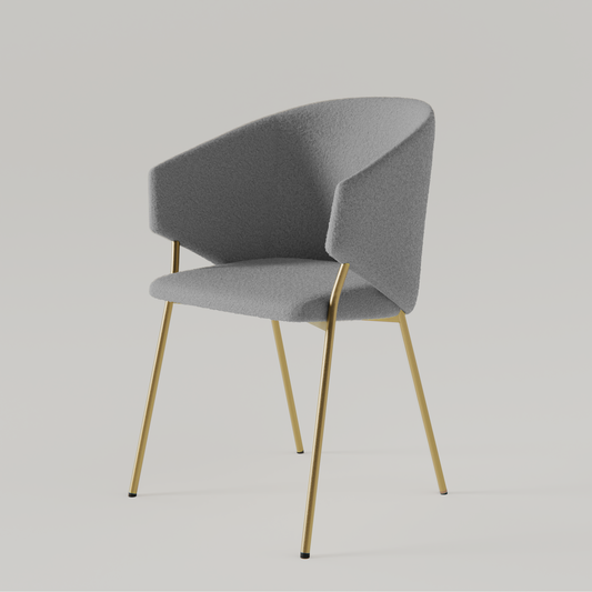 Chair Throne Boucle Gold - 81 - Light Grey