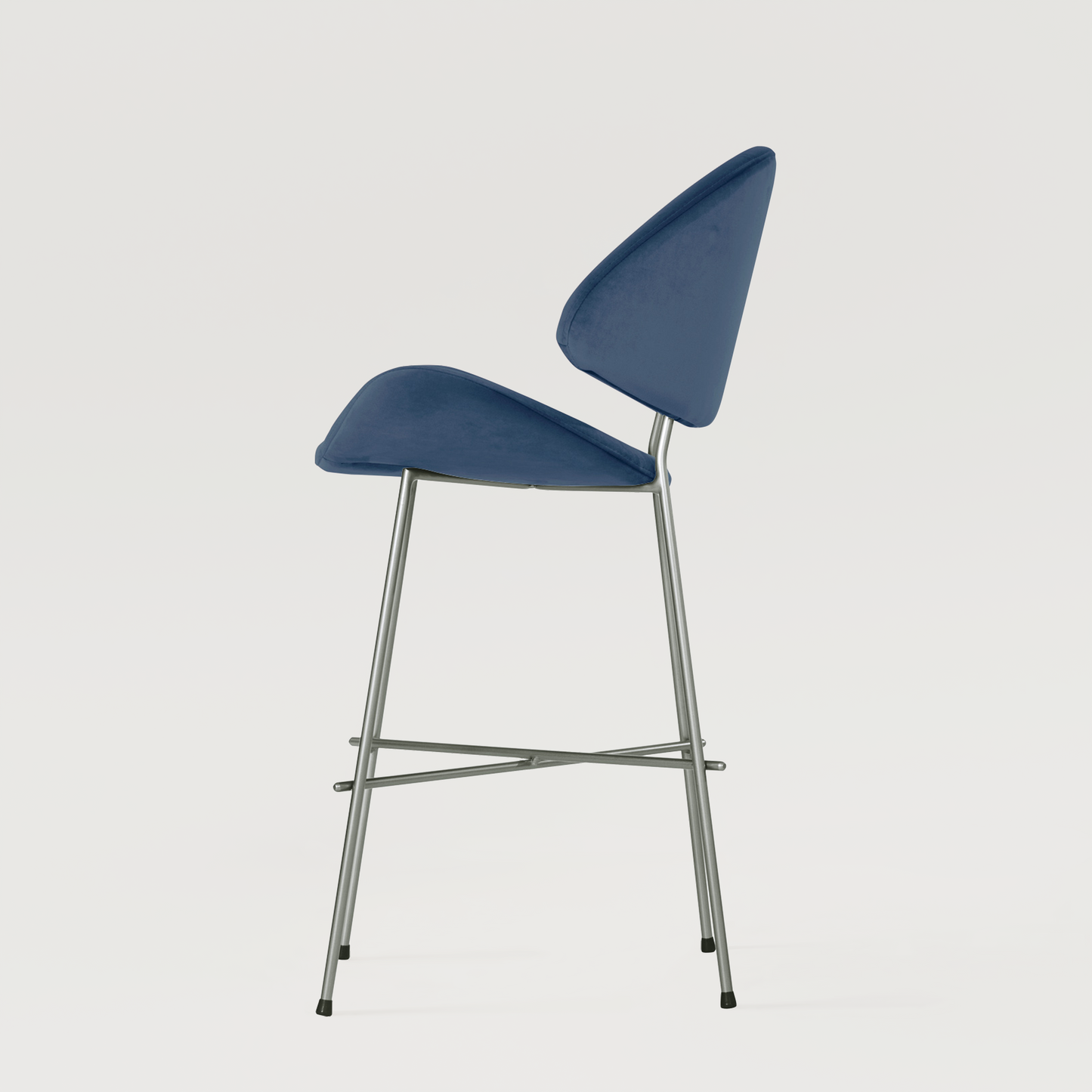 Bar stool Cheri Bar Velours Chrome Low - Navy Blue