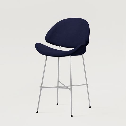 Bar stool Cheri Bar Trend Chrome Low - Navy Blue