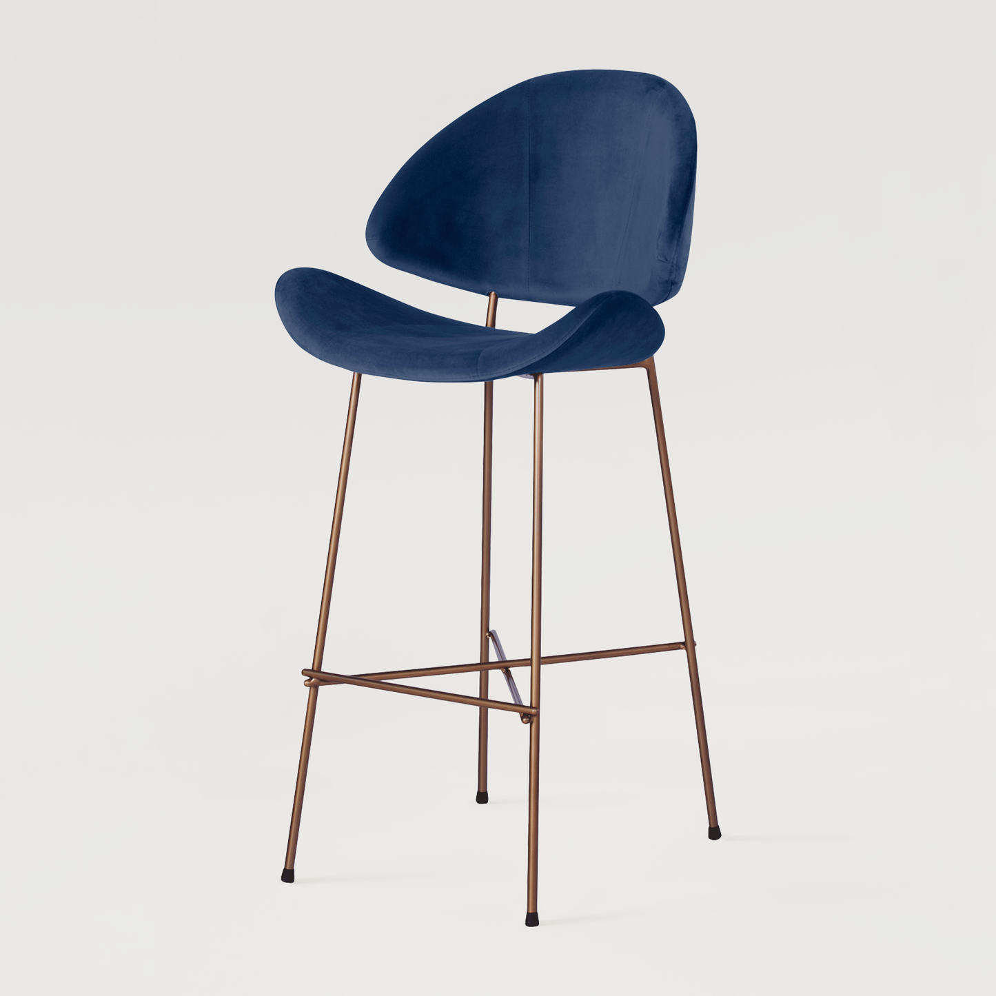 Bar stool Cheri Bar Velours Copper High - Navy Blue