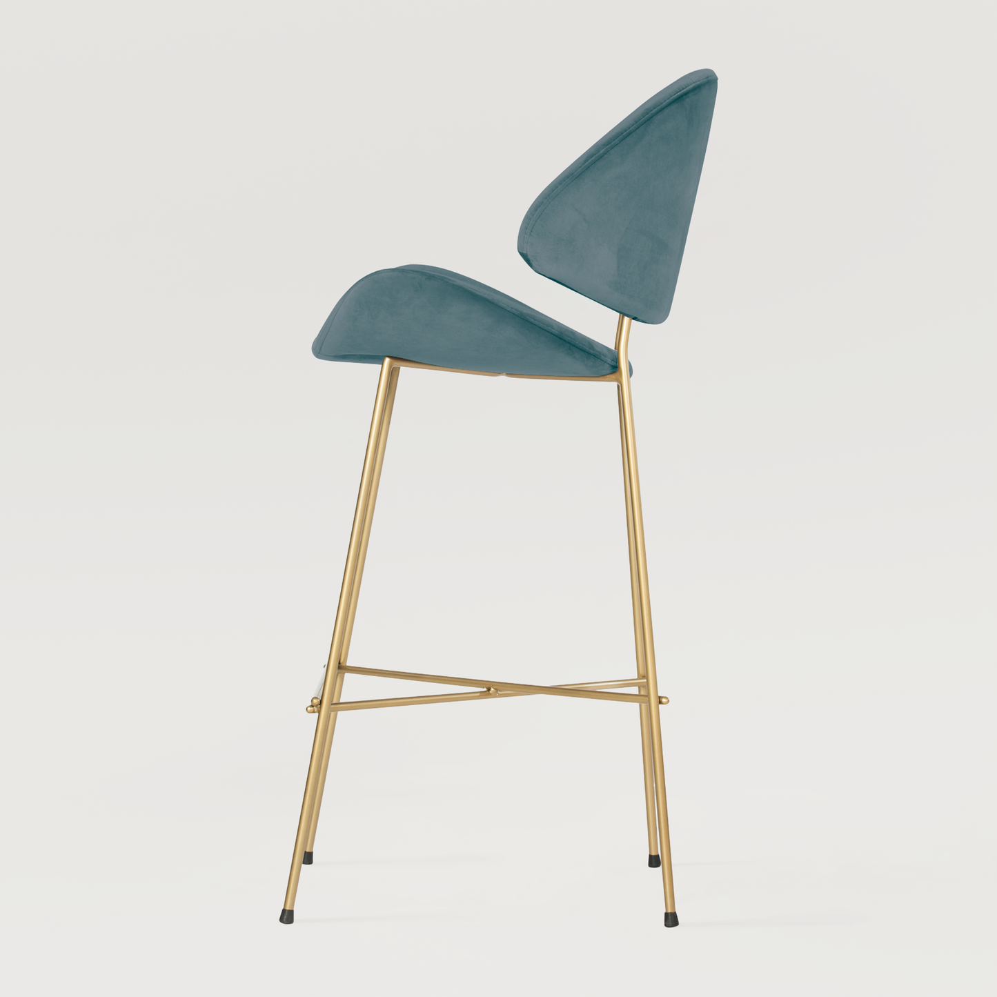 Bar stool Cheri Bar Velours Gold High - Light Blue