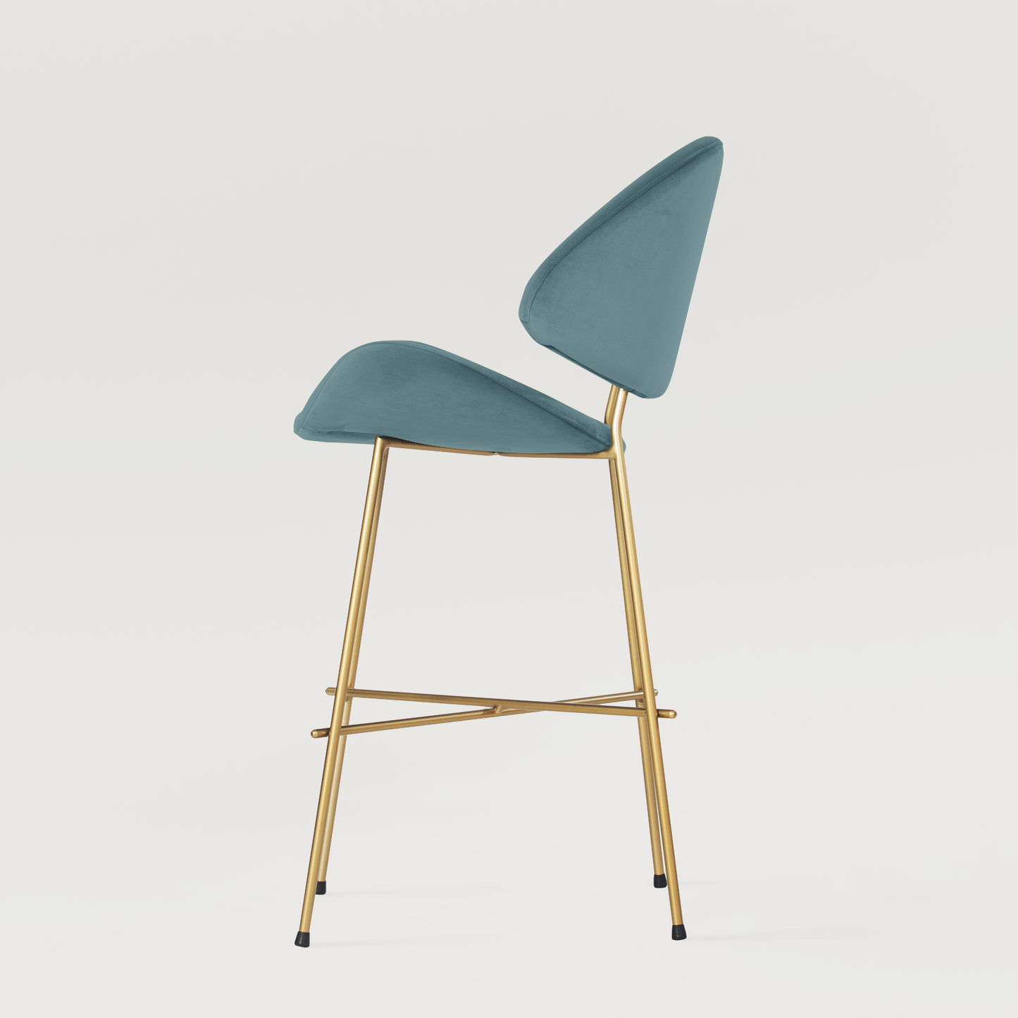 Bar stool Cheri Bar Velours Gold Low - Light Blue