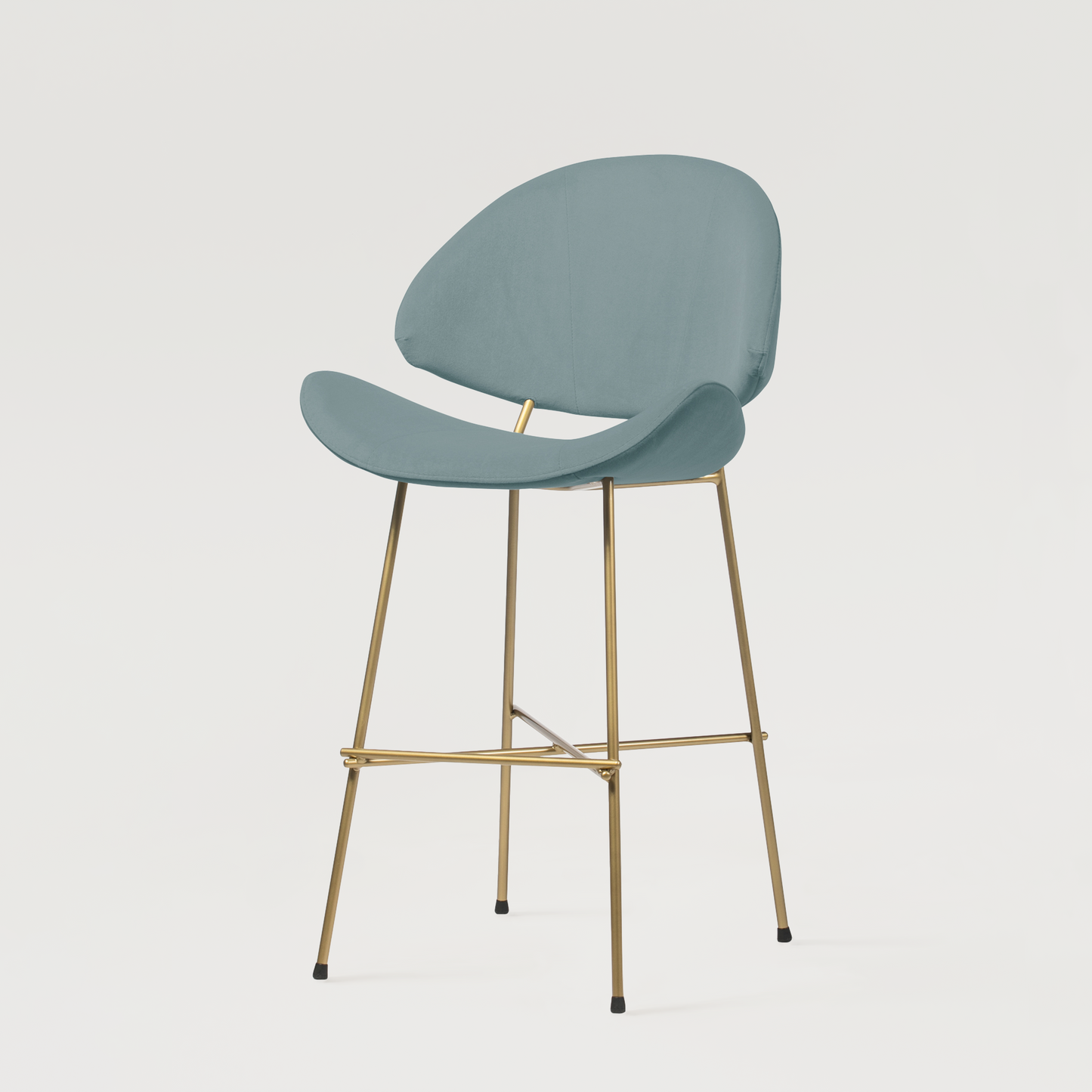 Bar stool Cheri Bar Velours Gold Low - Light Blue