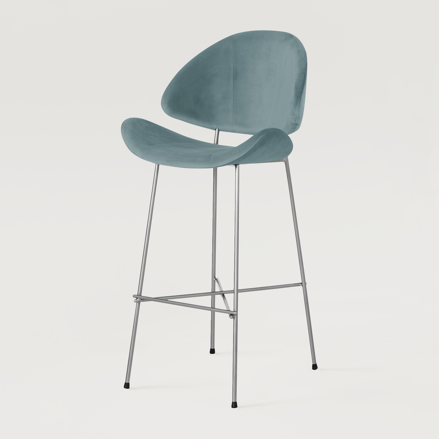 Bar stool Cheri Bar Velours Chrome High - Light Blue