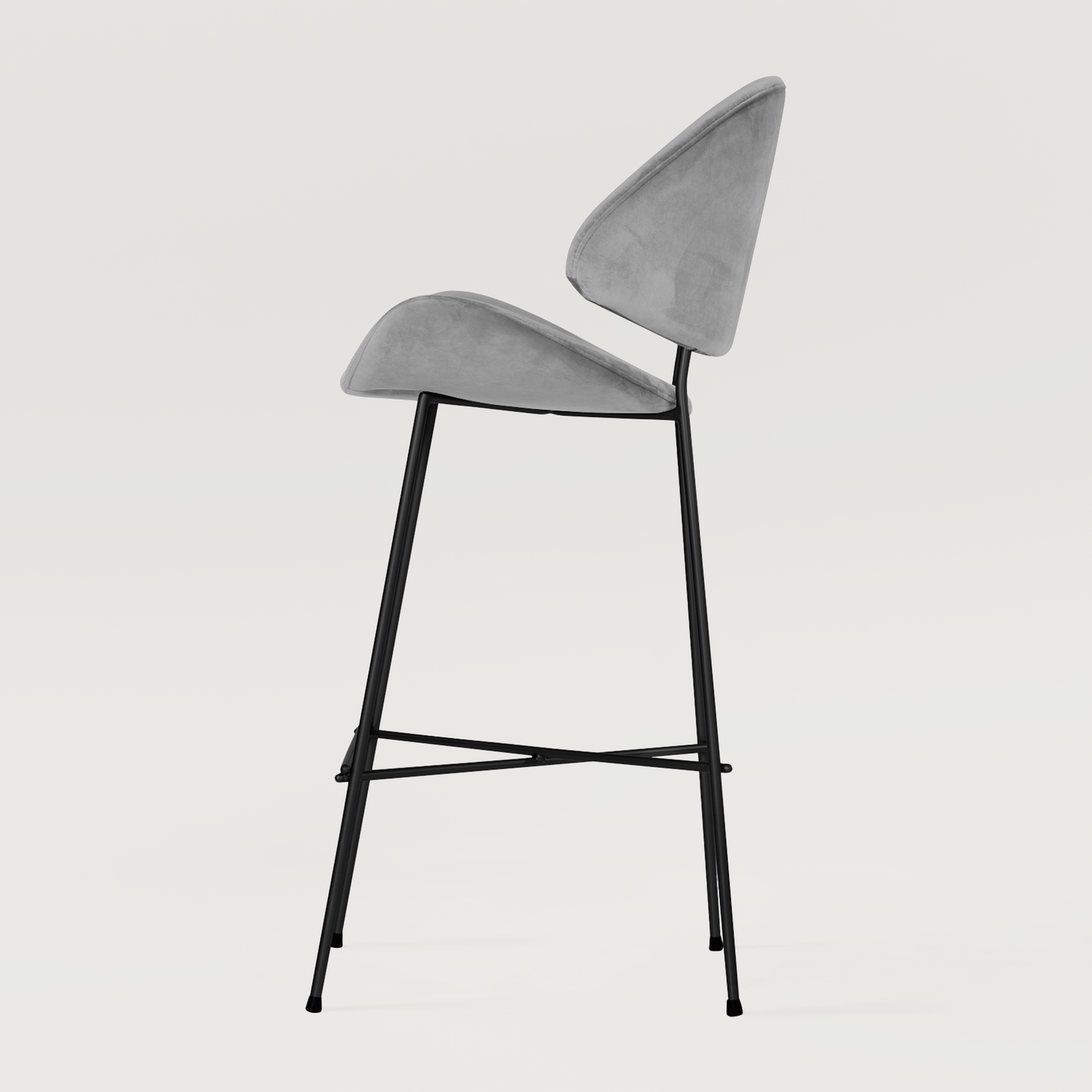 Bar stool Cheri Bar Velours High - Light Grey