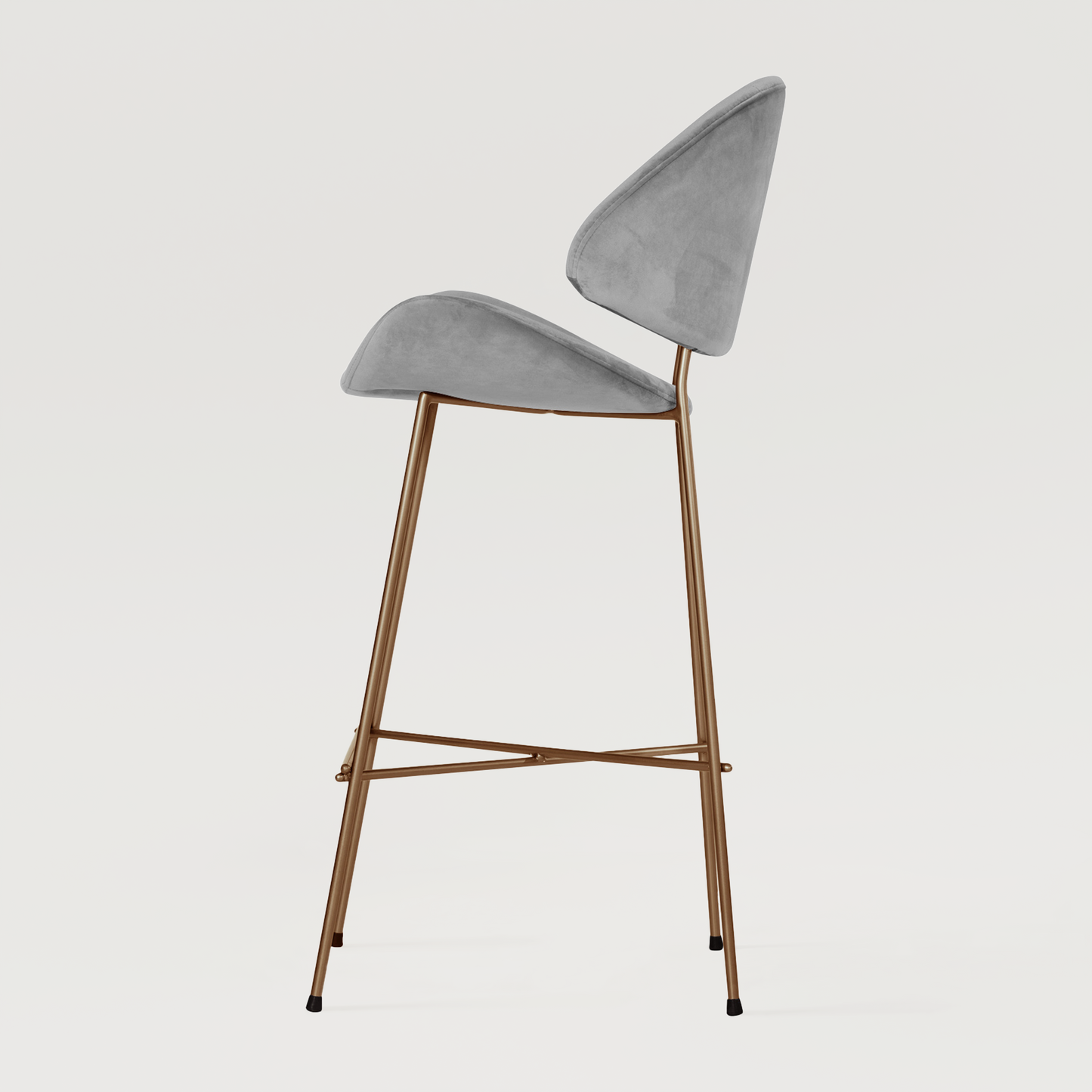 Bar stool Cheri Bar Velours Copper High - Light Grey