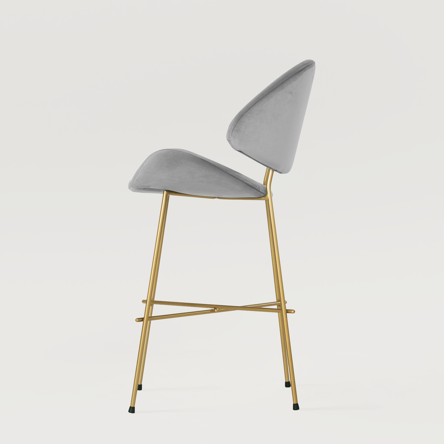 Bar stool Cheri Bar Velours Gold Low - Light Grey