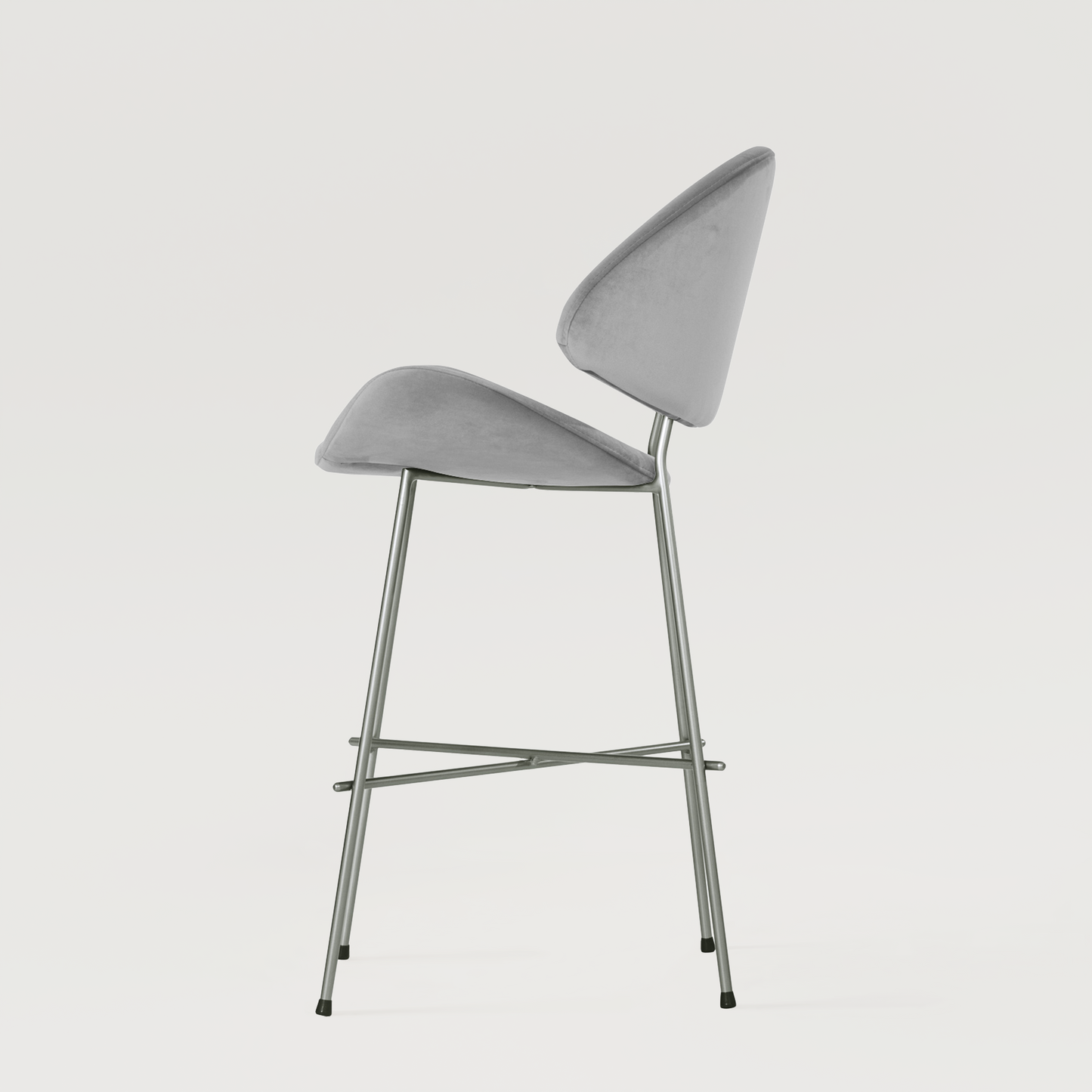 Bar stool Cheri Bar Velours Chrome Low - Light Grey