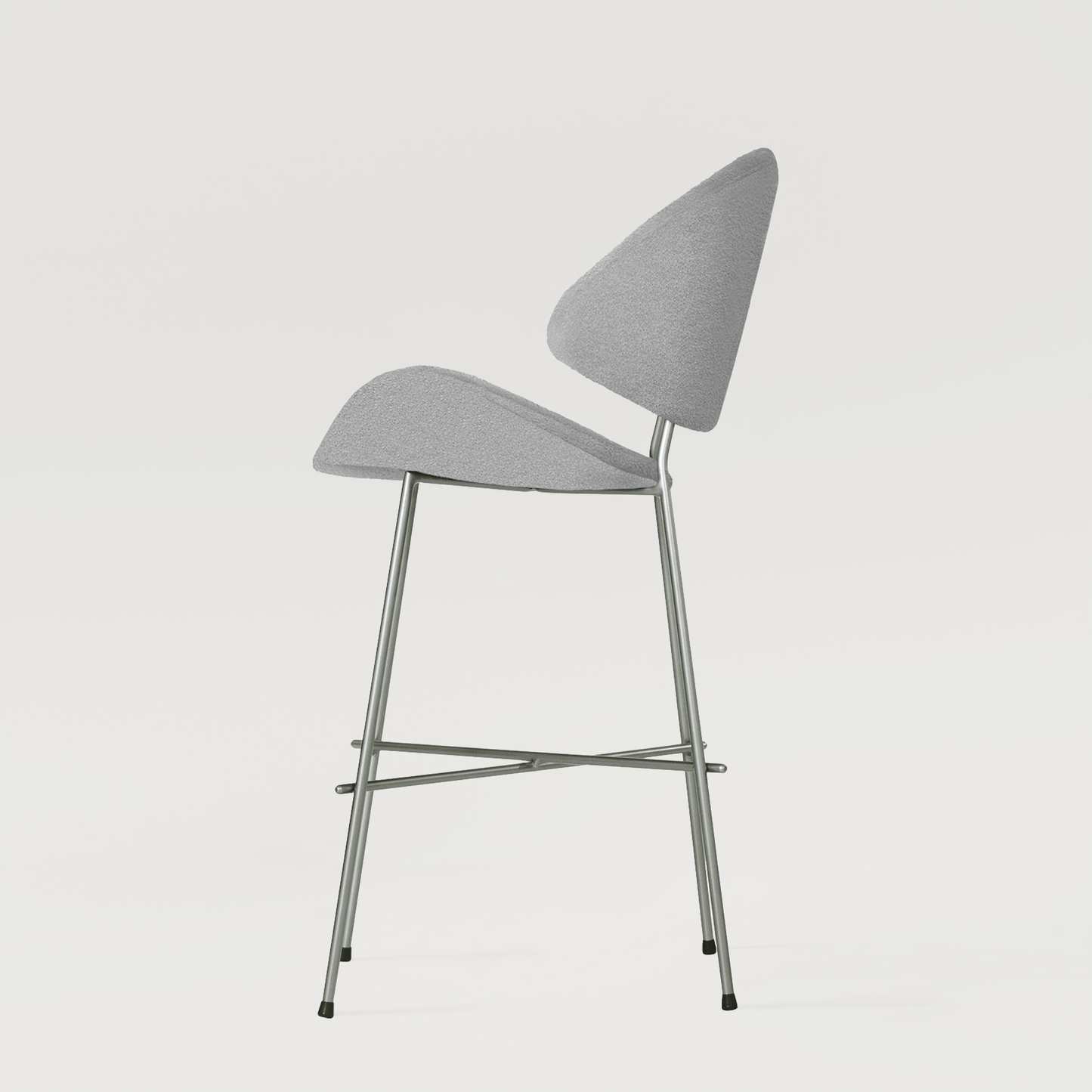 Bar stool Cheri Bar Boucle Chrome Low - Light Grey