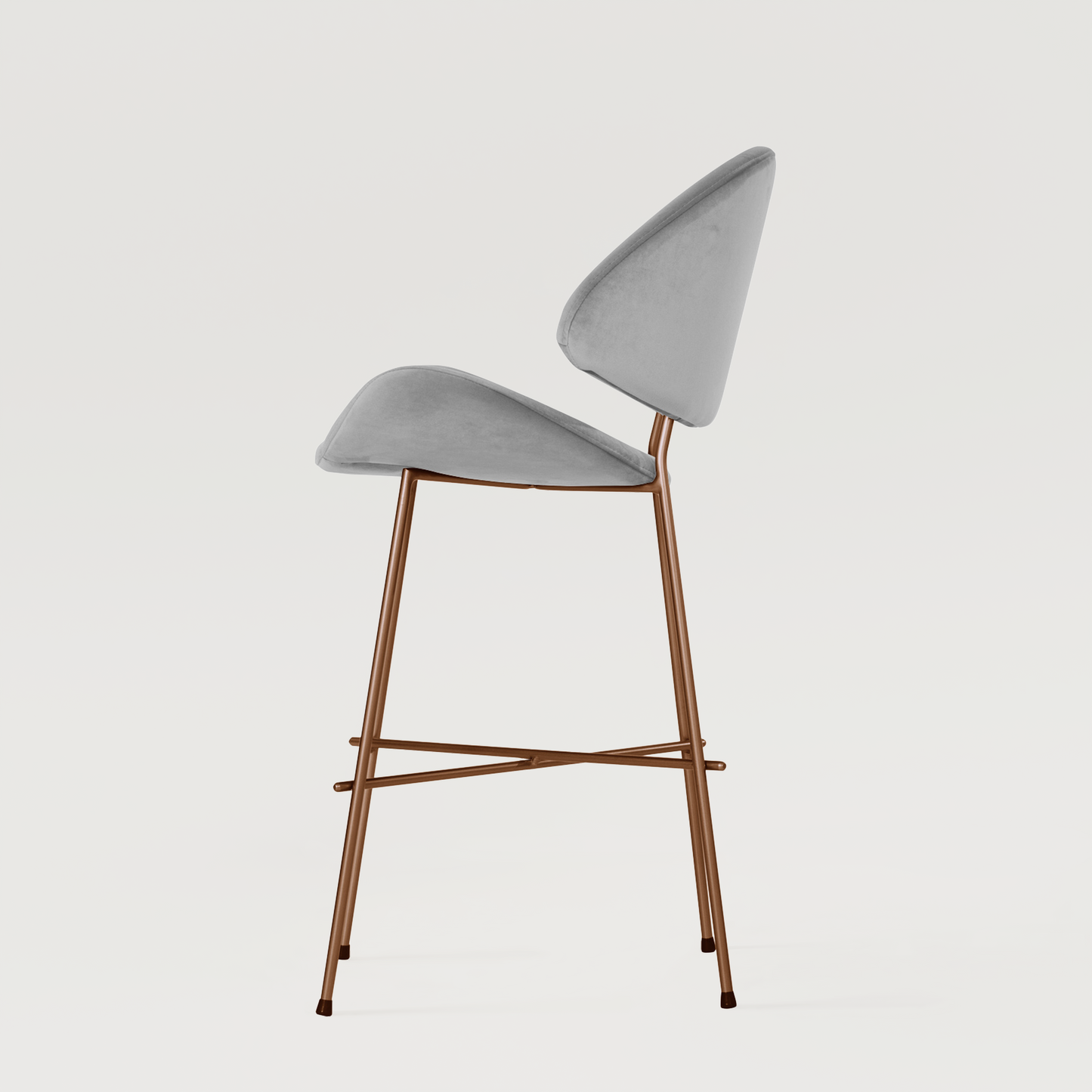 Bar stool Cheri Bar Velours Copper Low - Light Grey