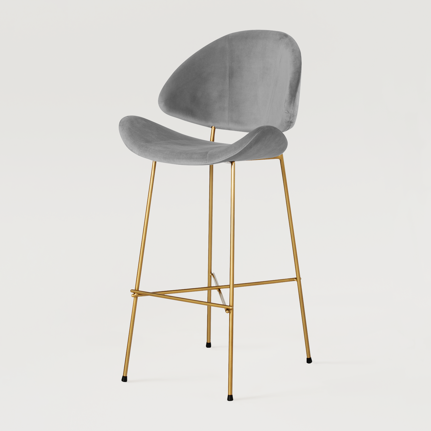 Bar stool Cheri Bar Velours Gold High - Light Grey