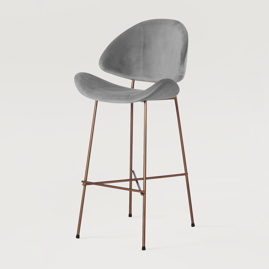 Bar stool Cheri Bar Velours Copper High - Light Grey