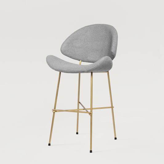 Bar stool Cheri Bar Boucle Gold Low - Light Grey