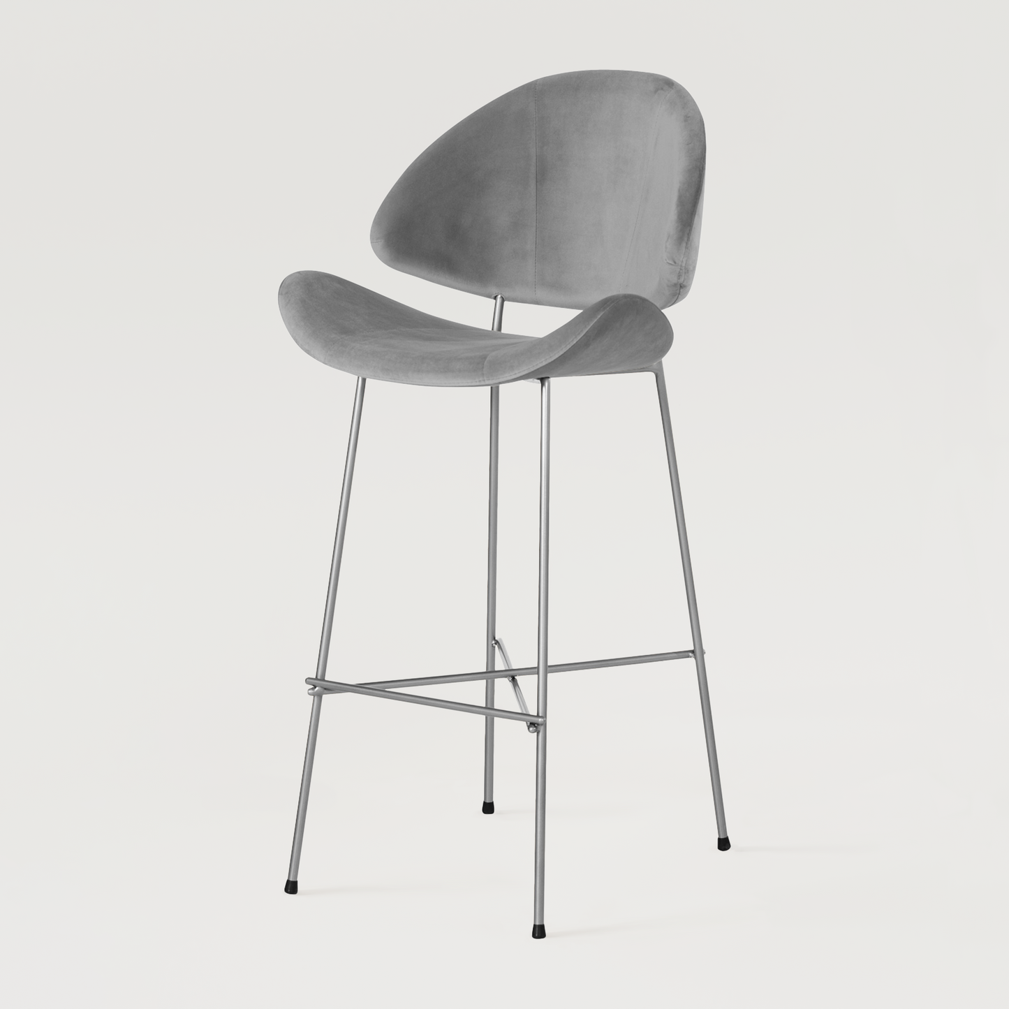 Bar stool Cheri Bar Velours Chrome High - Light Grey