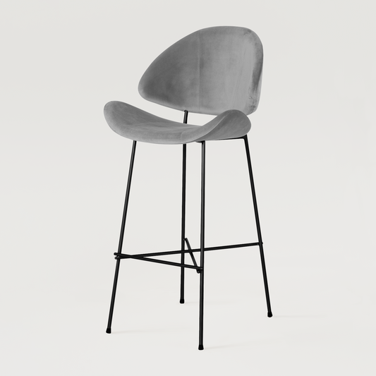 Bar stool Cheri Bar Velours High - Light Grey