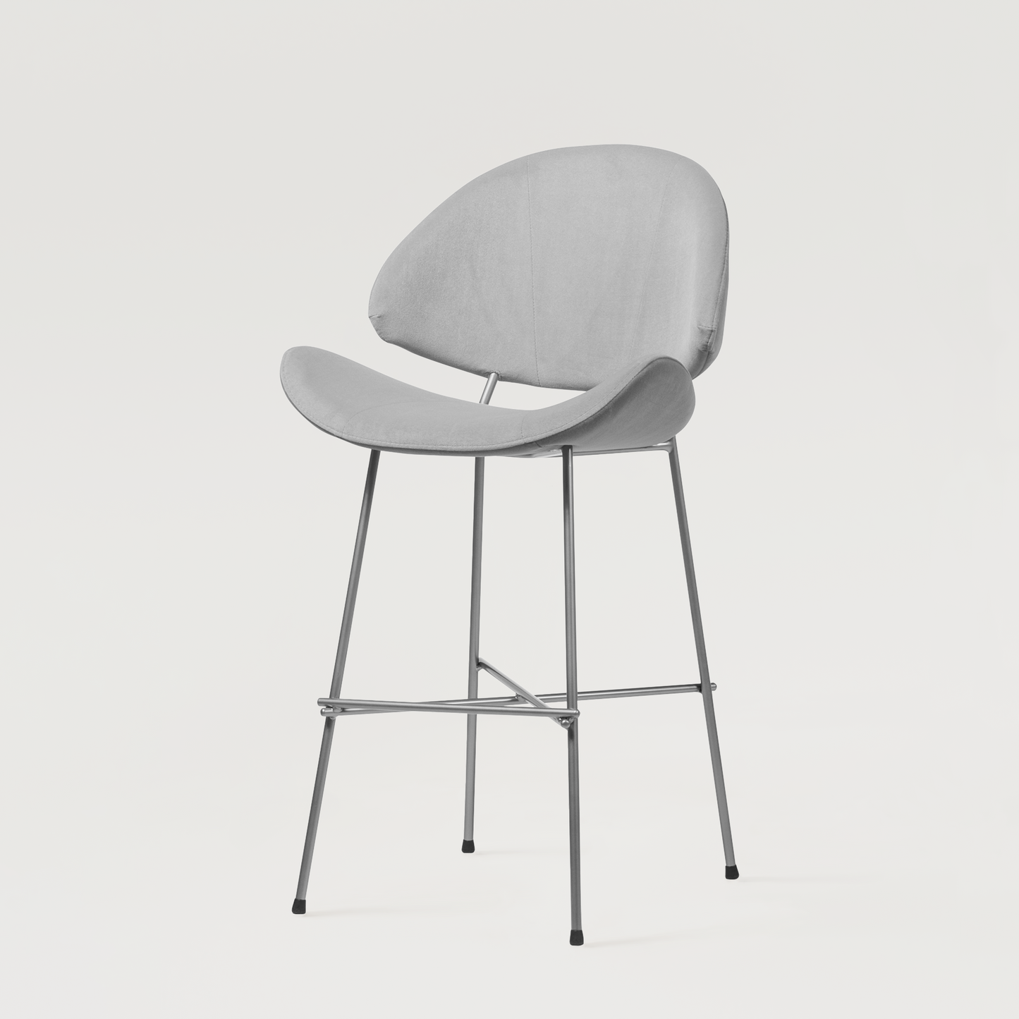 Bar stool Cheri Bar Velours Chrome Low - Light Grey