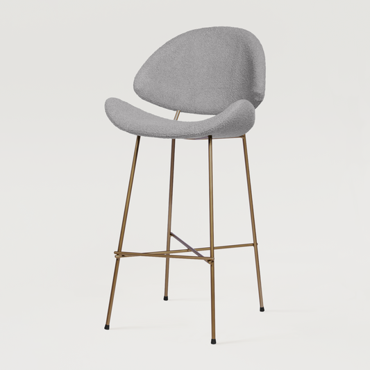 Bar stool Cheri Bar Boucle Copper High - Light Grey