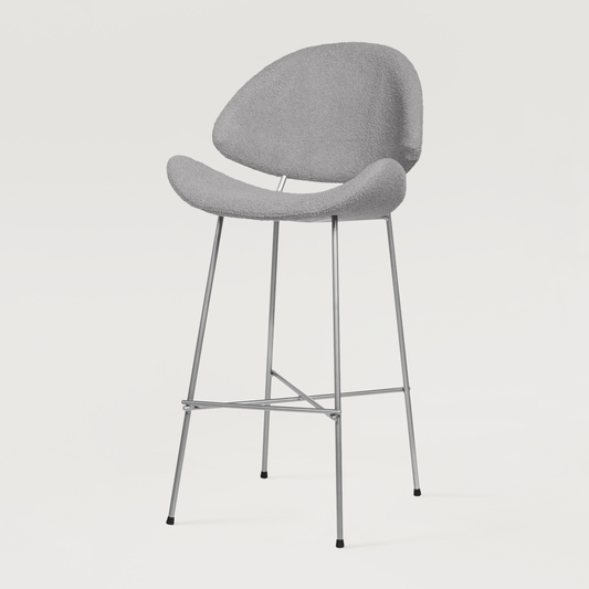 Bar stool Cheri Bar Boucle Chrome High - Light Grey