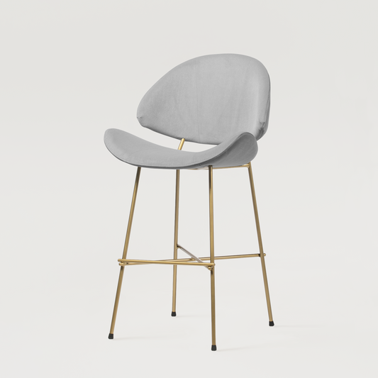 Bar stool Cheri Bar Velours Gold Low - Light Grey