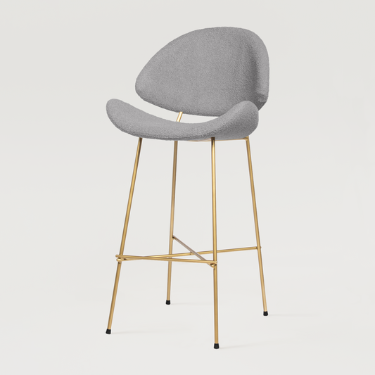 Bar stool Cheri Bar Boucle Gold High - Light Grey