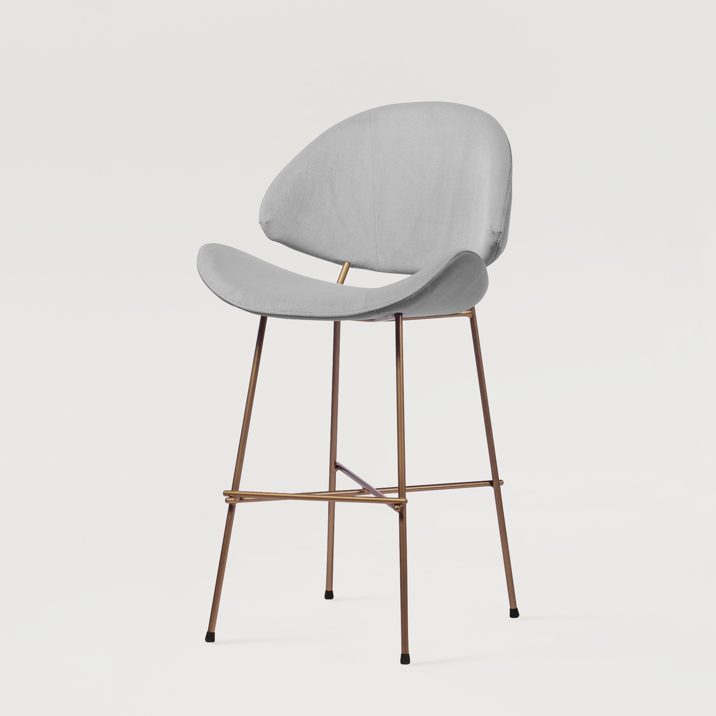 Bar stool Cheri Bar Velours Copper Low - Light Grey