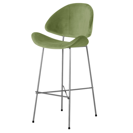 Bar stool Cheri Bar Velours Chrome High - Light Green
