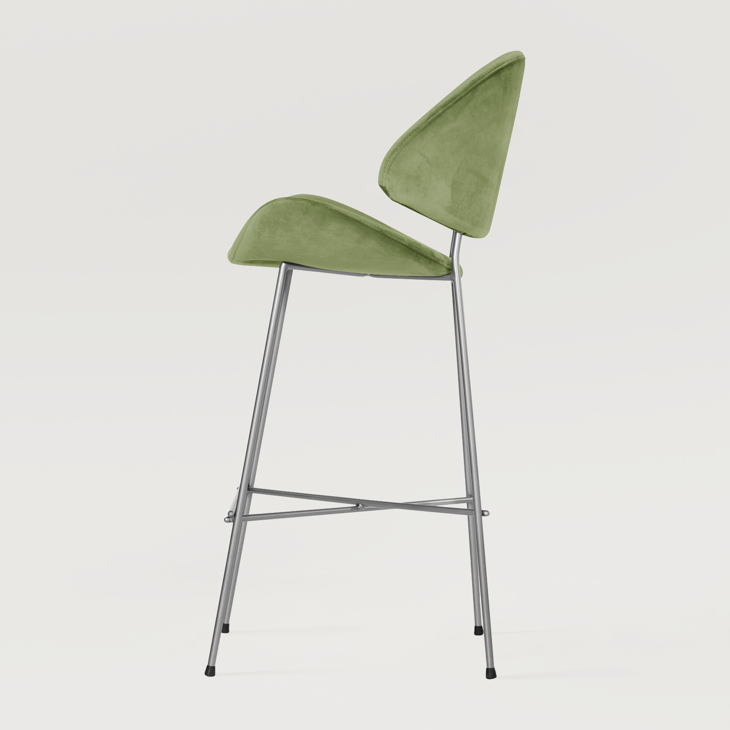 Bar stool Cheri Bar Velours Chrome High - Light Green