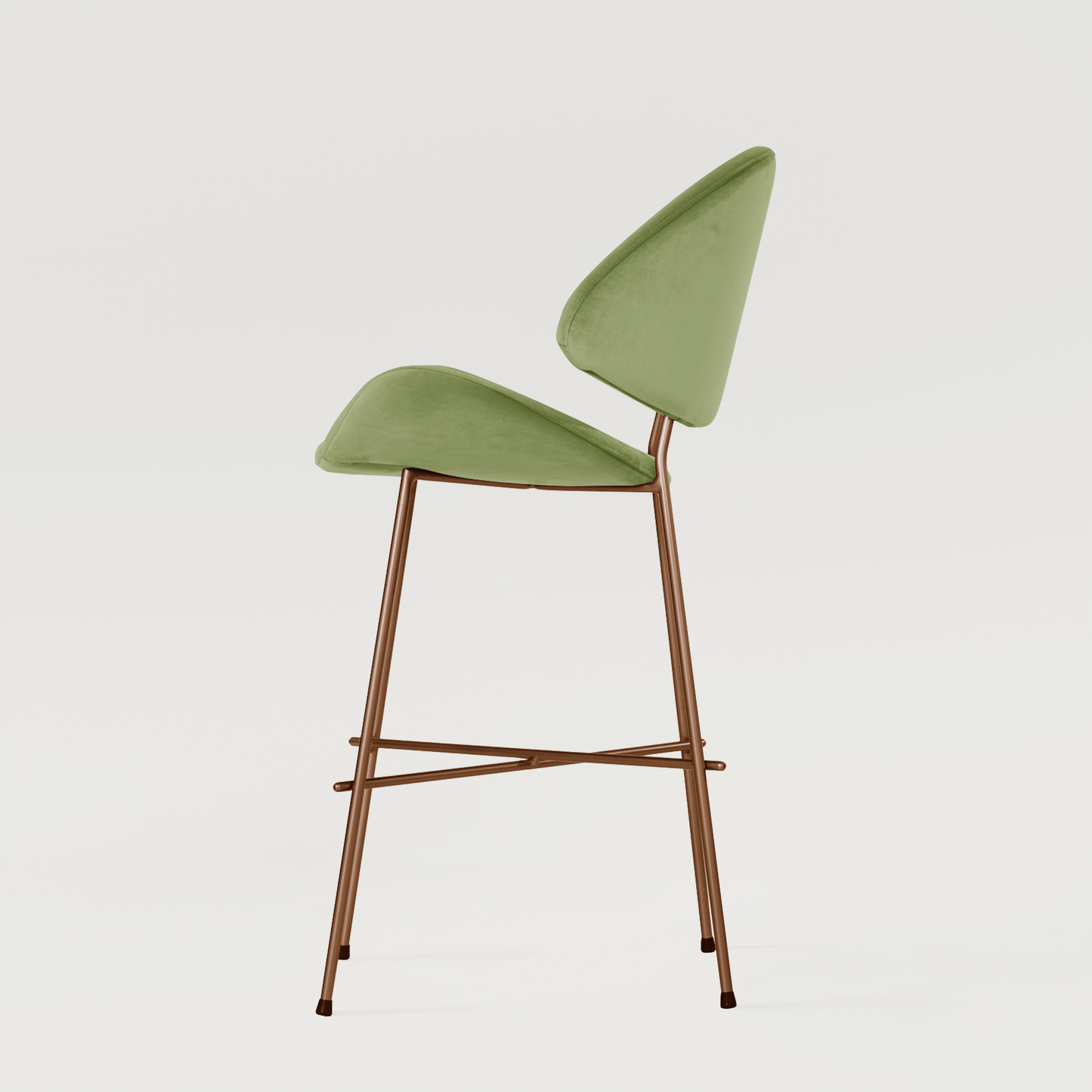 Bar stool Cheri Bar Velours Copper Low - Light Green