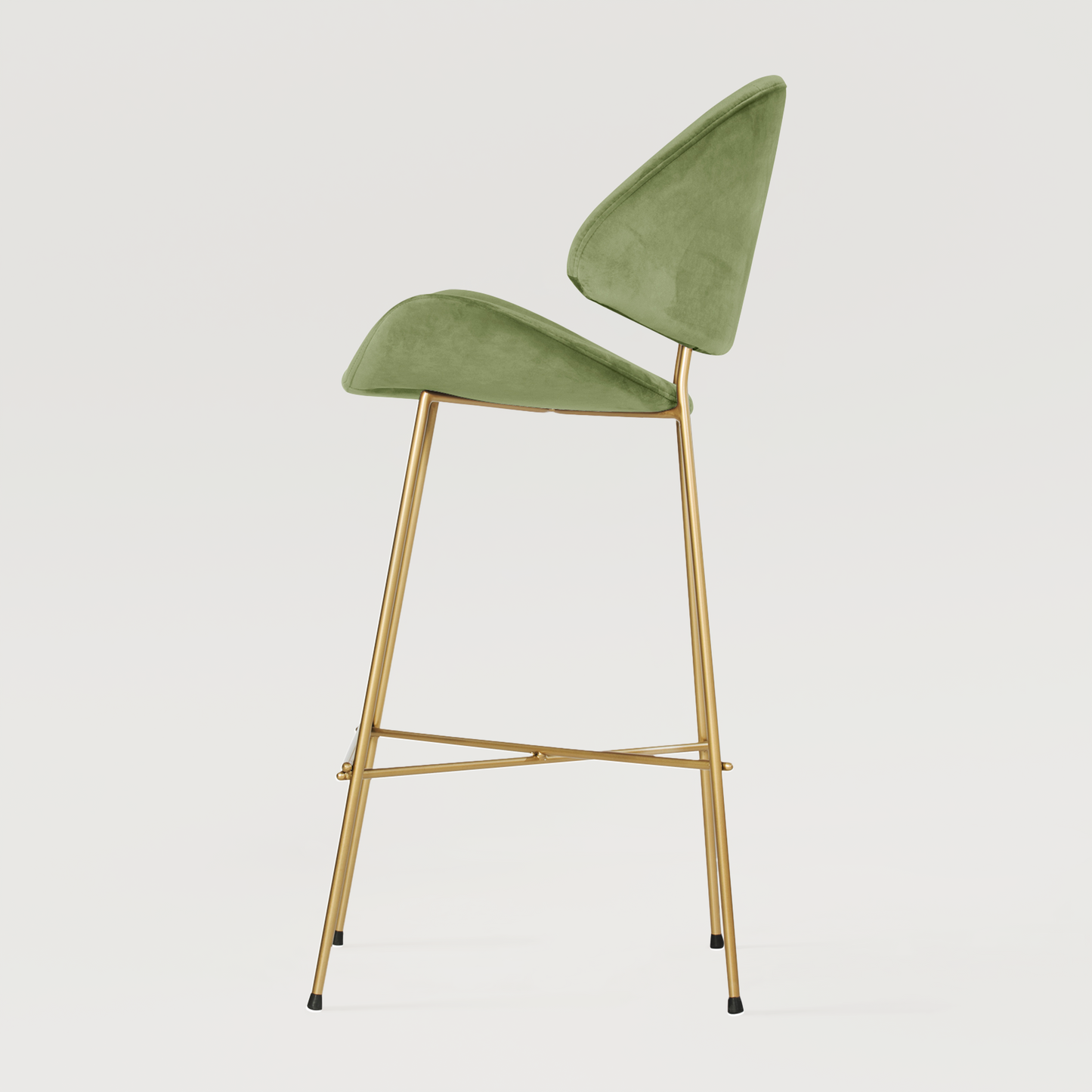 Bar stool Cheri Bar Velours Gold High - Light Green